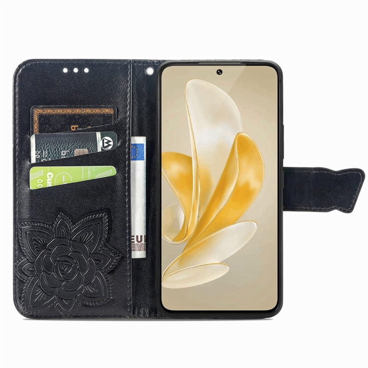 For vivo X100 Butterfly Love Flower Embossed Leather Phone Case(Black) - X100 Cases by imak | Online Shopping UK | buy2fix
