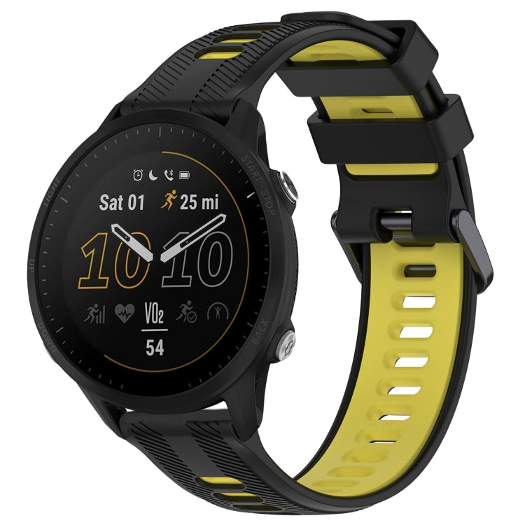 For Garmin Forerunner 955 Sports Two-Color Silicone Watch Band(Black+Yellow) - Watch Bands by buy2fix | Online Shopping UK | buy2fix