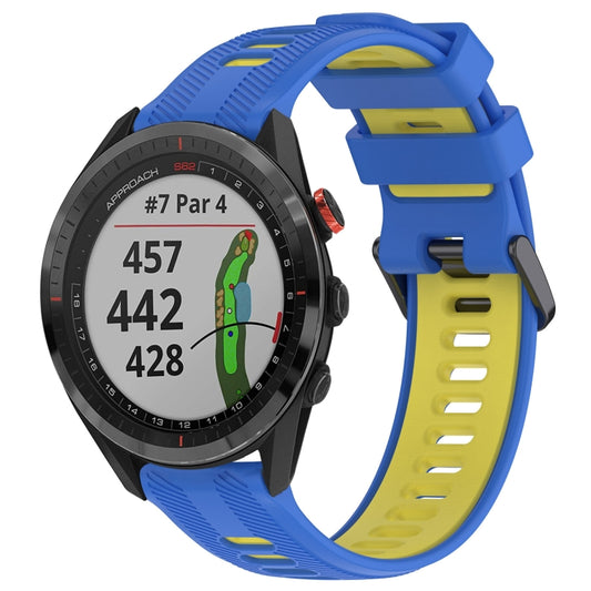 For Garmin Approach S62 Sports Two-Color Silicone Watch Band(Blue+Yellow) - Watch Bands by buy2fix | Online Shopping UK | buy2fix