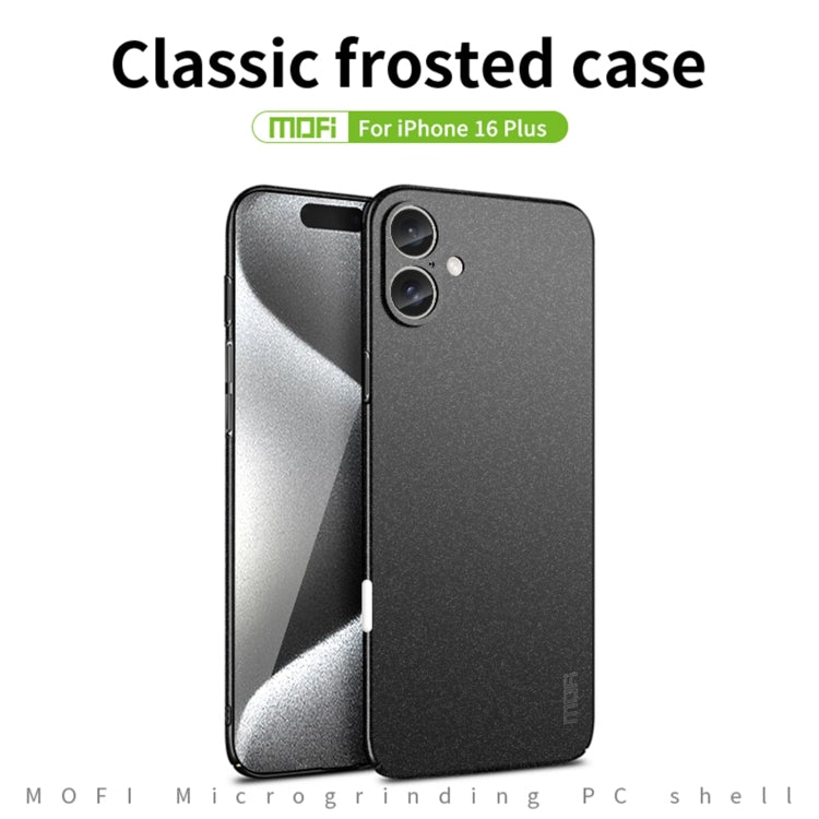 For iPhone 16 Plus MOFI Fandun Series Frosted PC Ultra-thin All-inclusive Phone Case(Black) - iPhone 16 Plus Cases by MOFI | Online Shopping UK | buy2fix