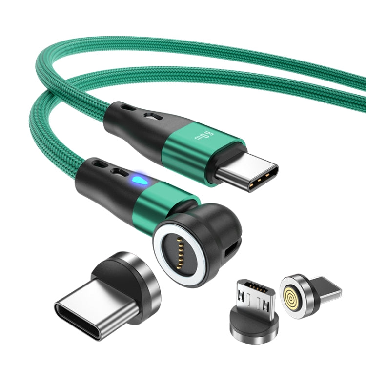 ENKAY PD60W Type-C to Type-C / 8 Pin / Micro USB Magnetic 540 Degrees Rotating Fast Charging Cable, Length:1m(Green) - Charging Cable & Head by ENKAY | Online Shopping UK | buy2fix