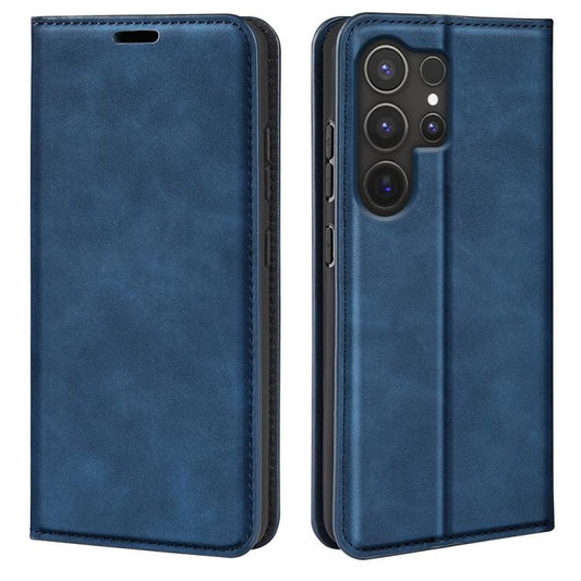 or Samsung Galaxy S25 Ultra 5G Retro-skin Magnetic Suction Leather Phone Case(Dark Blue) - Galaxy S25 Ultra 5G Cases by buy2fix | Online Shopping UK | buy2fix