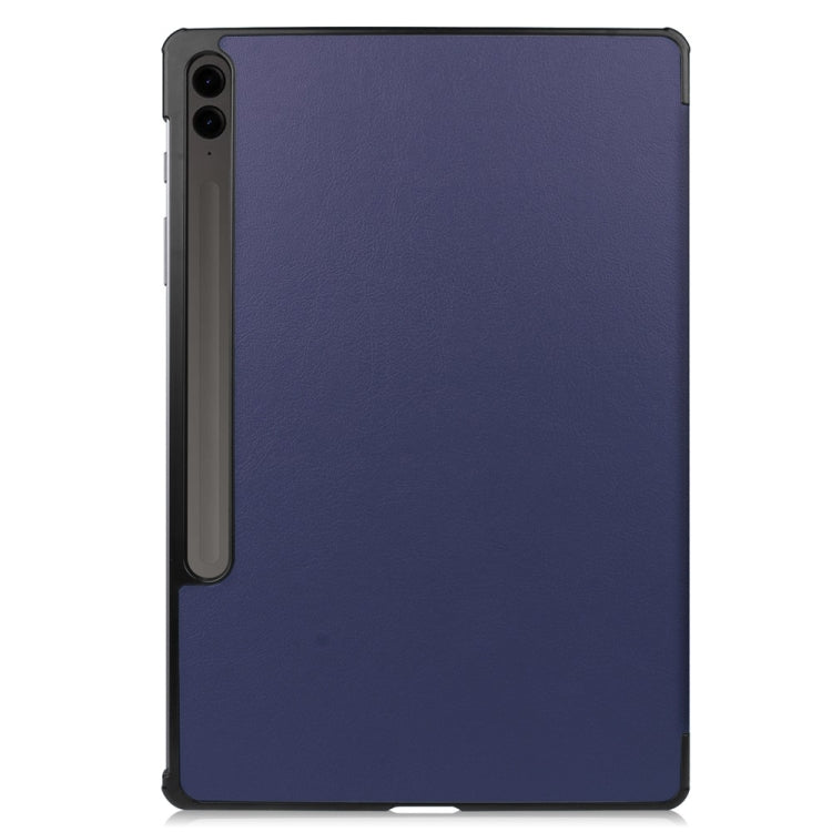 For Samsung Galaxy Tab S9 FE+ 12.4 JUNSUNMAY Custer Solid Color 3-Fold Stand Leather Smart Tablet Case(Dark Blue) - Galaxy Tab S9 FE+ by JUNSUNMAY | Online Shopping UK | buy2fix