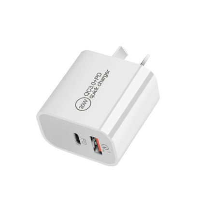 PD30W USB-C / Type-C + QC3.0 USB Dual Port Charger with 1m Type-C to 8 Pin Data Cable, US Plug - USB Charger by buy2fix | Online Shopping UK | buy2fix