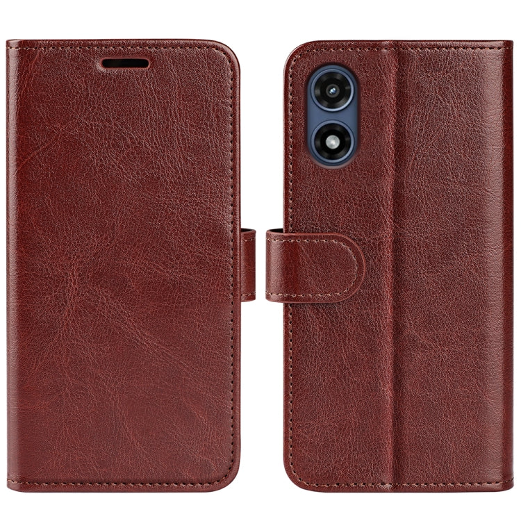 For Motorola Moto G Play 2024 R64 Texture Horizontal Flip Leather Phone Case(Brown) - Motorola Cases by buy2fix | Online Shopping UK | buy2fix