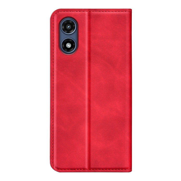 For Motorola Moto G Play 2024 Retro-skin Magnetic Suction Leather Phone Case(Red) - Motorola Cases by buy2fix | Online Shopping UK | buy2fix