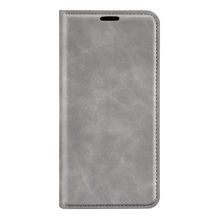 For Motorola Moto G Power 5G 2024 Retro-skin Magnetic Suction Leather Phone Case(Grey) - Motorola Cases by buy2fix | Online Shopping UK | buy2fix