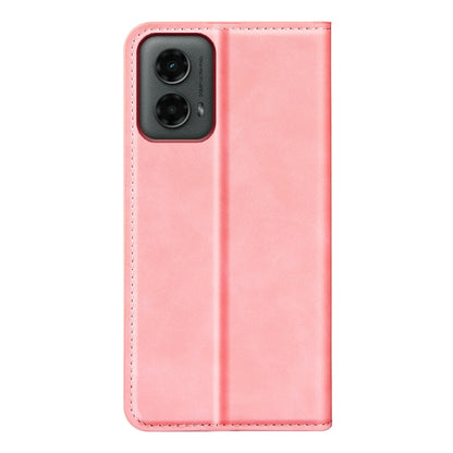 For Motorola Moto G 5G 2024 Retro-skin Magnetic Suction Leather Phone Case(Pink) - Motorola Cases by buy2fix | Online Shopping UK | buy2fix