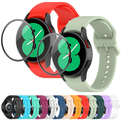 For Samsung Galaxy Watch6 Classic 43mm JUNSUNMAY Silicone Adjustable Strap + Full Coverage PMMA Screen Protector Kit(Dark Green) - Watch Bands by JUNSUNMAY | Online Shopping UK | buy2fix