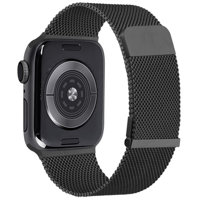 For Apple Watch 42mm Milan Double Magnetic Steel Mesh Watch Band(Black) - Watch Bands by buy2fix | Online Shopping UK | buy2fix