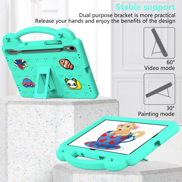 For Samsung Galaxy Tab S9 FE / X510N Handle Kickstand Children EVA Shockproof Tablet Case(Mint Green) - Galaxy Tab S9 FE by buy2fix | Online Shopping UK | buy2fix