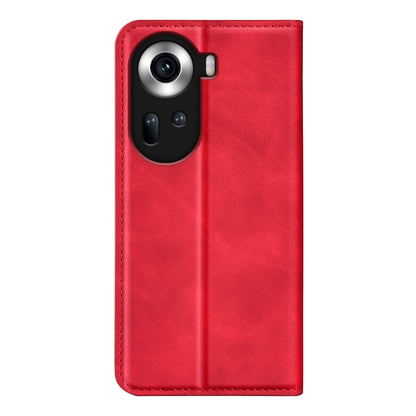 For OPPO Reno11 5G Global Retro-skin Magnetic Suction Leather Phone Case(Red) - Reno11 Cases by buy2fix | Online Shopping UK | buy2fix