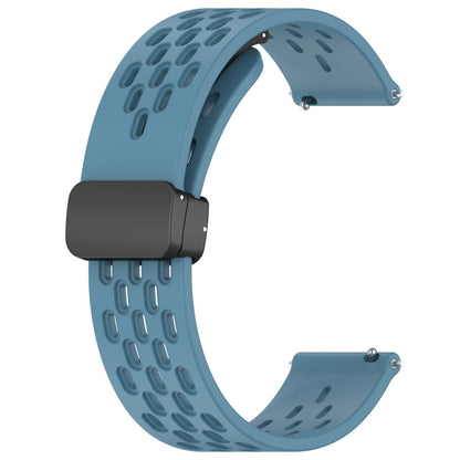 For Amazfit Pop 20mm Folding Magnetic Clasp Silicone Watch Band(Blue) - Watch Bands by buy2fix | Online Shopping UK | buy2fix