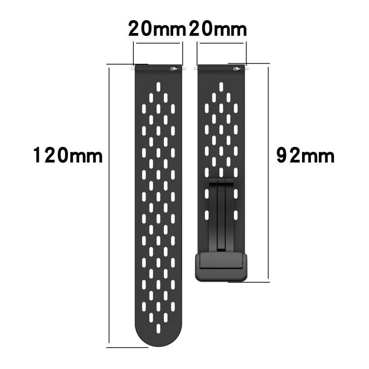 For Amazfit Bip3 20mm Folding Magnetic Clasp Silicone Watch Band(Dark Green) - Watch Bands by buy2fix | Online Shopping UK | buy2fix