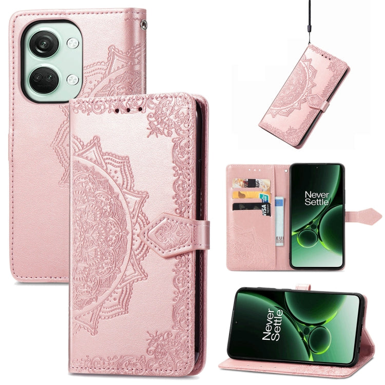 For OnePlus Nord 3 5G Mandala Flower Embossed Leather Phone Case(Rose Gold) - OnePlus Cases by buy2fix | Online Shopping UK | buy2fix