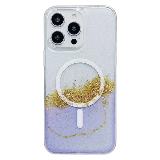 For iPhone 14 Pro MagSafe Gilding Hybrid Clear TPU Phone Case(Purple) - iPhone 14 Pro Cases by buy2fix | Online Shopping UK | buy2fix