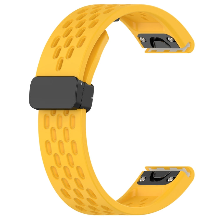 For Garmin Fenix 3 / 3 HR / 3 Sapphire Quick Release Holes Magnetic Buckle Silicone Watch Band(Yellow) - Watch Bands by buy2fix | Online Shopping UK | buy2fix