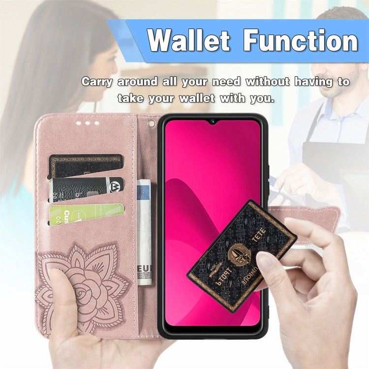 For iPhone 16 Pro Butterfly Love Flower Embossed Leather Phone Case(Rose Gold) - iPhone 16 Pro Cases by buy2fix | Online Shopping UK | buy2fix