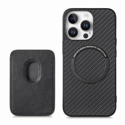 For iPhone 16 Pro Carbon Fiber Leather Card Magsafe Phone Case(Black) - iPhone 16 Pro Cases by buy2fix | Online Shopping UK | buy2fix