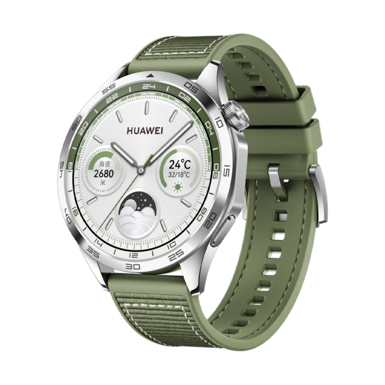 For Huawei Watch 4 Pro Nylon Silicone Leather Watch Band(Green) - Watch Bands by buy2fix | Online Shopping UK | buy2fix