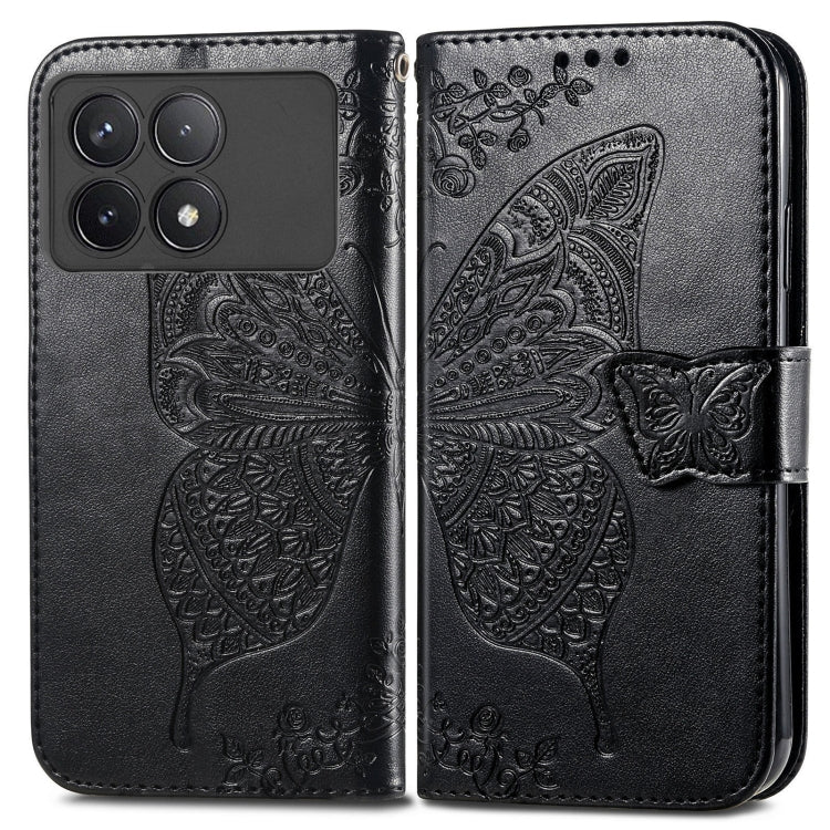 For Xiaomi Redmi K70 Butterfly Love Flower Embossed Leather Phone Case(Black) - K70 Cases by buy2fix | Online Shopping UK | buy2fix