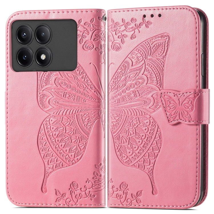 For Xiaomi Redmi K70E Butterfly Love Flower Embossed Leather Phone Case(Pink) - K70E Cases by buy2fix | Online Shopping UK | buy2fix