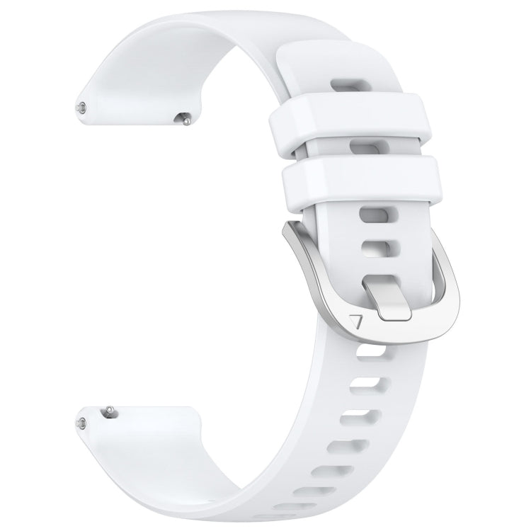 For Garmin Venu / Venu SQ Liquid Glossy Silver Buckle Silicone Watch Band(White) - Watch Bands by buy2fix | Online Shopping UK | buy2fix