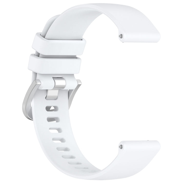 For Garmin Venu / Venu SQ Liquid Glossy Silver Buckle Silicone Watch Band(White) - Watch Bands by buy2fix | Online Shopping UK | buy2fix