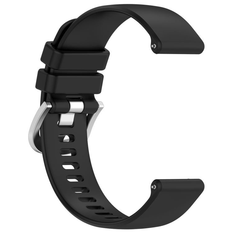 For Garmin Forerunner 265S Liquid Glossy Silver Buckle Silicone Watch Band(Black) - Watch Bands by buy2fix | Online Shopping UK | buy2fix