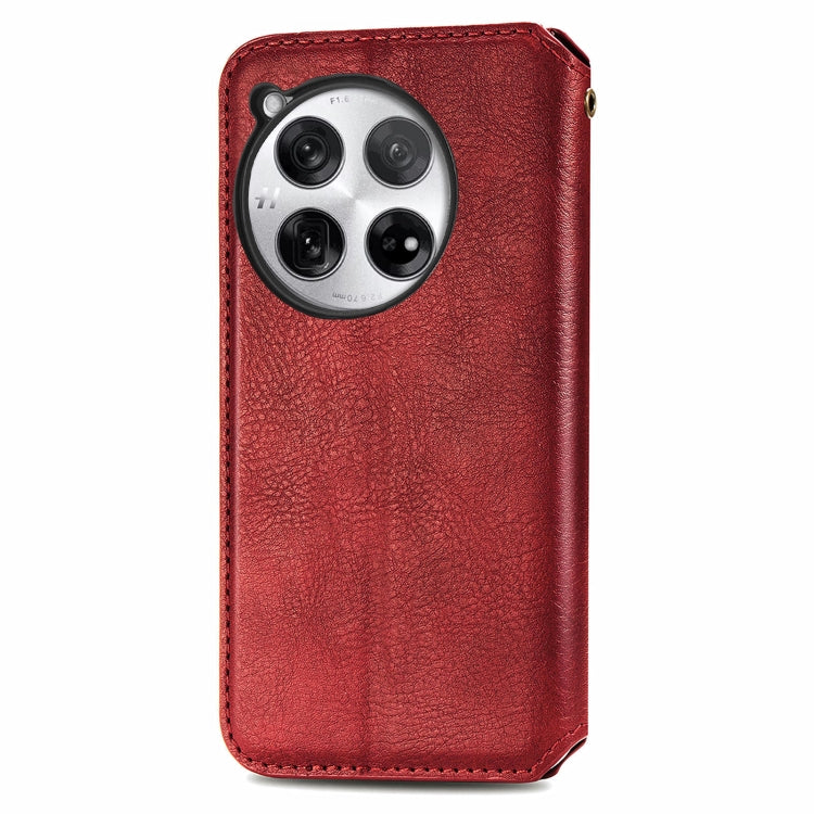 For OnePlus 12 Cubic Grid Pressed Magnetic Leather Phone Case(Red) - OnePlus Cases by buy2fix | Online Shopping UK | buy2fix