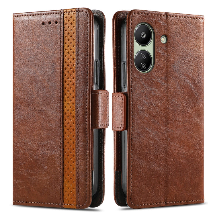 For Xiaomi Redmi 13C CaseNeo Splicing Dual Magnetic Buckle Leather Phone Case(Brown) - 13C Cases by buy2fix | Online Shopping UK | buy2fix
