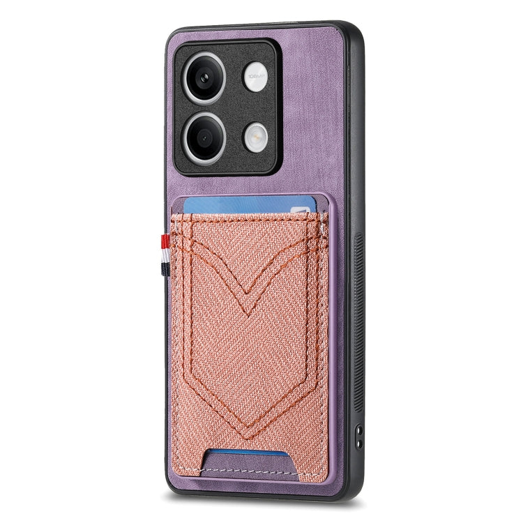 For Xiaomi Redmi Note 13 Denim Texture Leather Skin Phone Case with Card Slot(Purple) - Note 13 Cases by buy2fix | Online Shopping UK | buy2fix