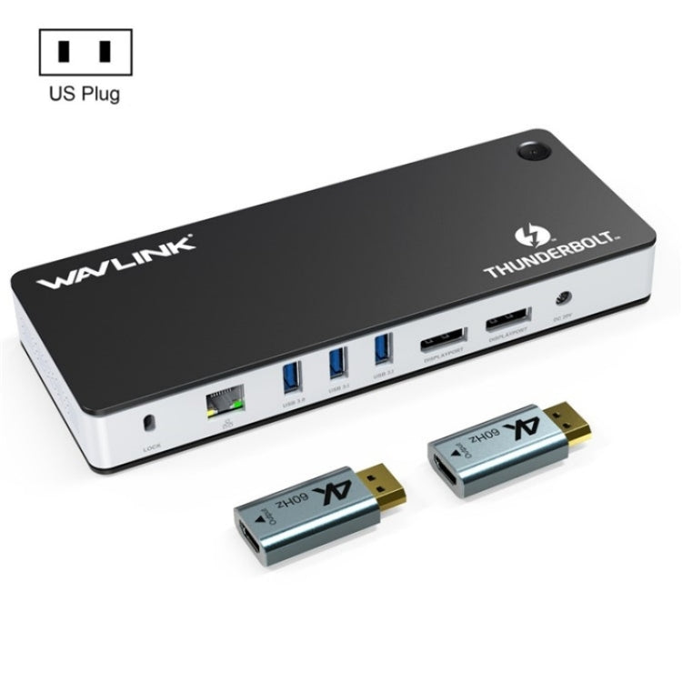 WAVLINK UTD21H 11 in 1 4K Dual DisplayPort Hub Converter Thunderbolt 3 Docking Station, Plug:US Plug - USB HUB by WAVLINK | Online Shopping UK | buy2fix