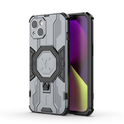 For iPhone 15 Plus MagSafe Supersonic Armor Holder PC Hybrid TPU Phone Case(Grey) - iPhone 15 Plus Cases by buy2fix | Online Shopping UK | buy2fix