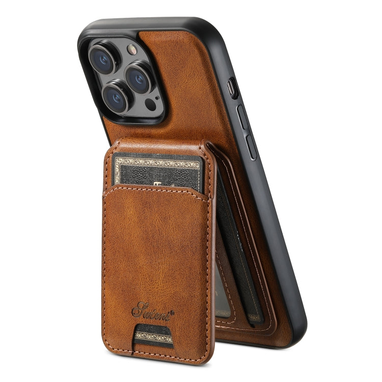 For iPhone 14 Pro Max Suteni H15 MagSafe Oil Eax Leather Detachable Wallet Back Phone Case(Brown) - iPhone 14 Pro Max Cases by Suteni | Online Shopping UK | buy2fix