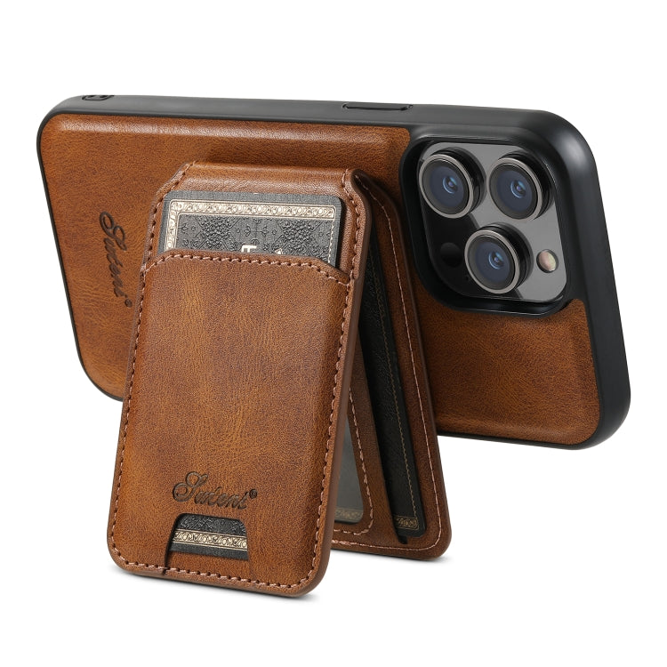 For iPhone 14 Pro Max Suteni H15 MagSafe Oil Eax Leather Detachable Wallet Back Phone Case(Brown) - iPhone 14 Pro Max Cases by Suteni | Online Shopping UK | buy2fix