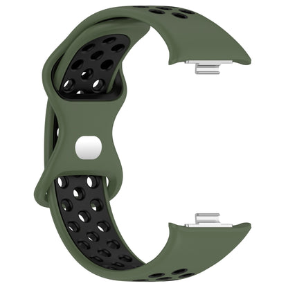 For Redmi Watch 4 Dual Color Perforated Silicone Watch Band(Olive Green Black) - Watch Bands by buy2fix | Online Shopping UK | buy2fix