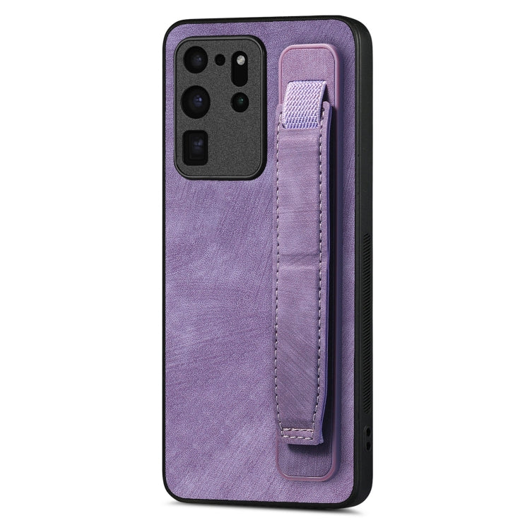 For Samsung Galaxy S20 Ultra 5G Retro Wristband Holder Leather Back Phone Case(Purple) - Galaxy Phone Cases by buy2fix | Online Shopping UK | buy2fix