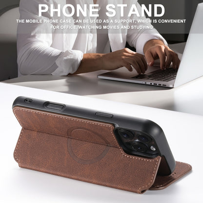 For iPhone 16 Pro Max Suteni J06 Retro Matte Litchi Texture Leather MagSafe Phone Case(Brown) - iPhone 16 Pro Max Cases by Suteni | Online Shopping UK | buy2fix