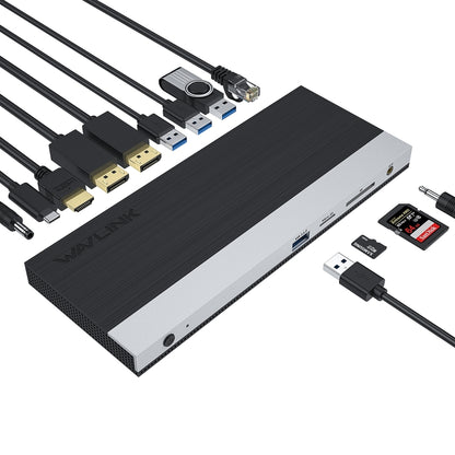 WAVLINK WL-UMD01 USB3.0 Splitter Docking Station Gigabit Ethernet / DP / HD Cable Converter(AU Plug) - USB 3.0 HUB by WAVLINK | Online Shopping UK | buy2fix