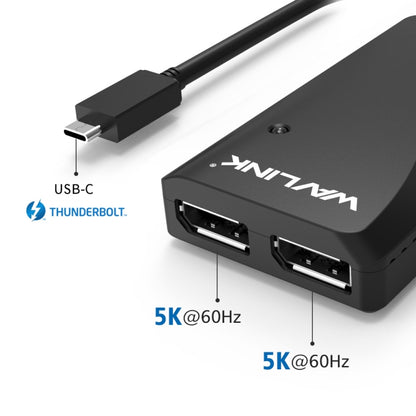 WAVLINK WL-UTA01D Type-C  Thunderbolt 3 to Dual DisplayPort Adapter Splitter Converter - Converter by WAVLINK | Online Shopping UK | buy2fix