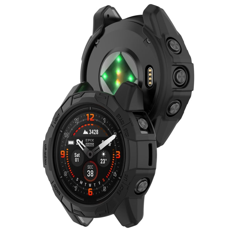 For Garmin Quatix 7 Pro Armored Hollow Half Pack TPU Watch Protective Case(Black) - Watch Cases by buy2fix | Online Shopping UK | buy2fix