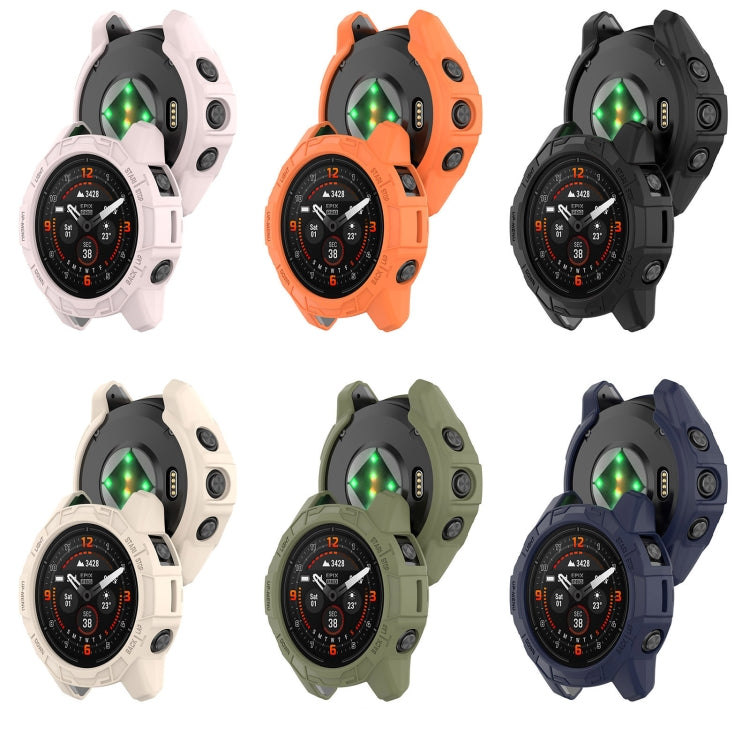 For Garmin Quatix 7 Pro Armored Hollow Half Pack TPU Watch Protective Case(Black) - Watch Cases by buy2fix | Online Shopping UK | buy2fix