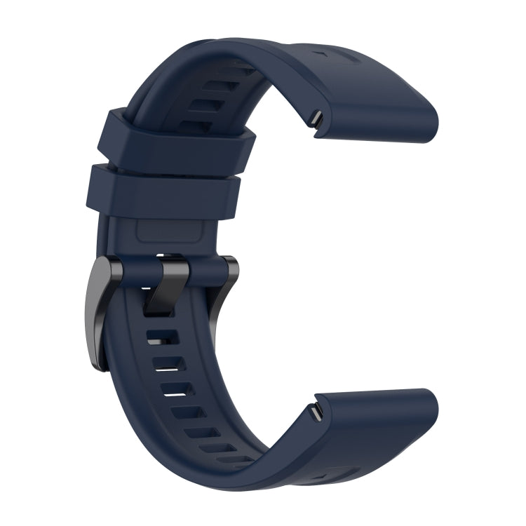 For Garmin Fenix 7 Solar / Sapphire Solar Solid Color Black Buckle Silicone Quick Release Watch Band(Dark Blue) - Watch Bands by buy2fix | Online Shopping UK | buy2fix