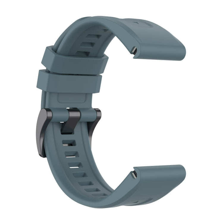 For Garmin Fenix 6 GPS Solid Color Black Buckle Silicone Quick Release Watch Band(Rock Blue) - Watch Bands by buy2fix | Online Shopping UK | buy2fix