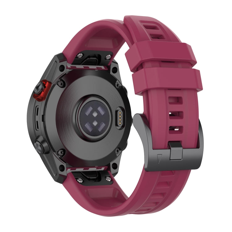 For Garmin Fenix 5 / Fenix 5 Plus Solid Color Black Buckle Silicone Quick Release Watch Band(Wine Red) - Watch Bands by buy2fix | Online Shopping UK | buy2fix