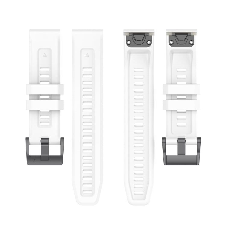 For Garmin MARQ Solid Color Black Buckle Silicone Quick Release Watch Band(White) - Watch Bands by buy2fix | Online Shopping UK | buy2fix