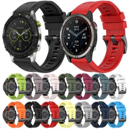 For Garmin Fenix 7 Solar / Sapphire Solar Solid Color Black Buckle Silicone Quick Release Watch Band(Black) - Watch Bands by buy2fix | Online Shopping UK | buy2fix