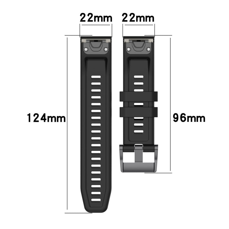 For Garmin Fenix 5 / Fenix 5 Plus Solid Color Black Buckle Silicone Quick Release Watch Band(Red) - Watch Bands by buy2fix | Online Shopping UK | buy2fix