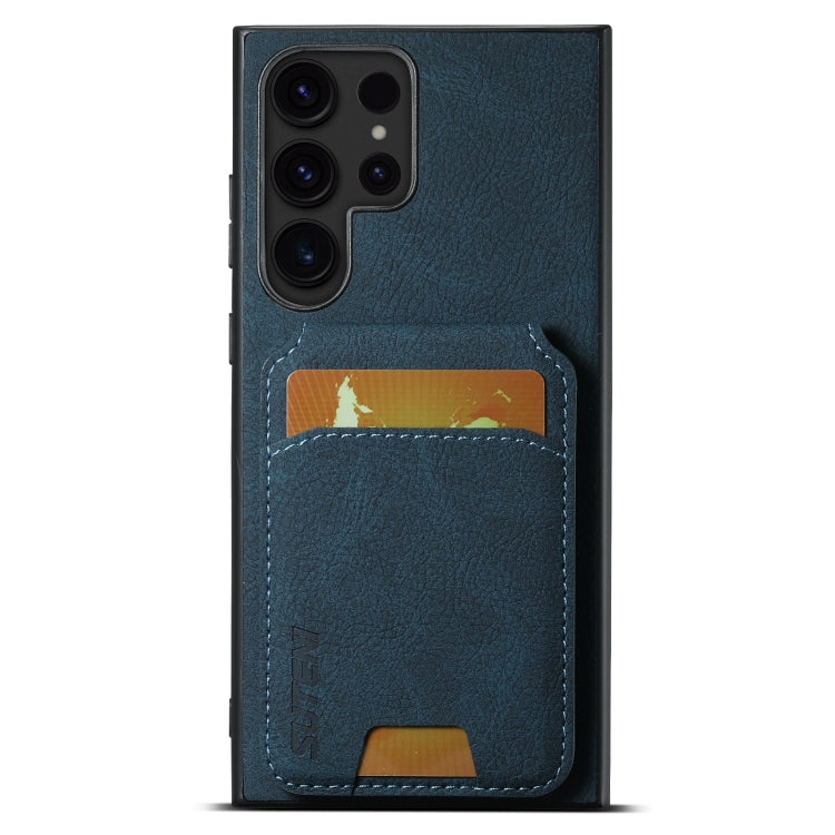 For Samsung Galaxy S24 Ultra 5G Suteni H02 Litchi Leather Card Wallet Stand Back Phone Case(Blue) - Galaxy S24 Ultra 5G Cases by Suteni | Online Shopping UK | buy2fix